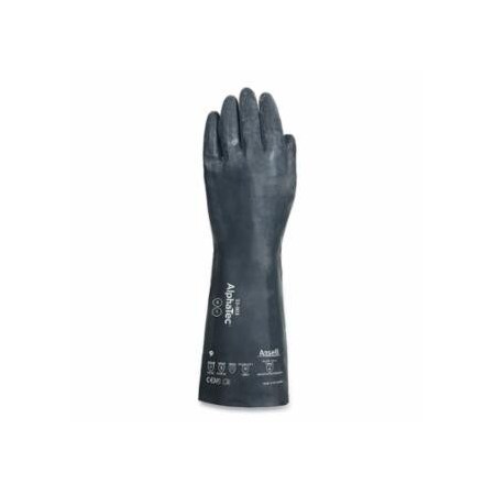 Alphatec 53-003 Chemical Gloves, Nylon Liner, Size 11, Black, Supported Gauntlet, 6PK 012-53003110