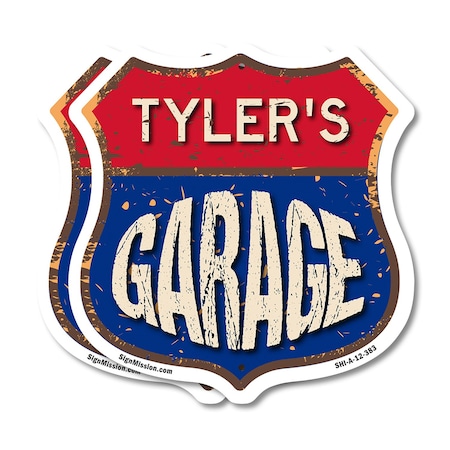 Signmission Tyler's Garage, 12 inch X 12 inch, Aluminum Metal Sign, 2PK SHI-A-2PACK-12-383-TYLER