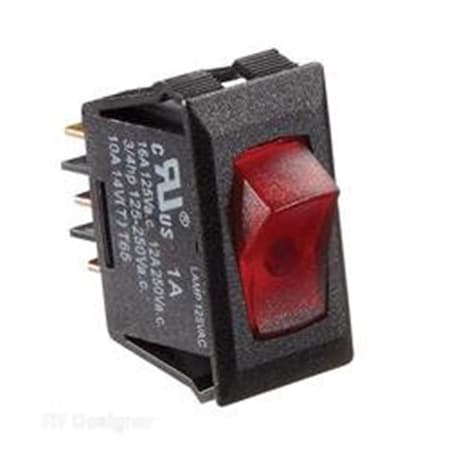 Rv Designer S245 Black With Red Rocker Switch, 10PK R6R-S245