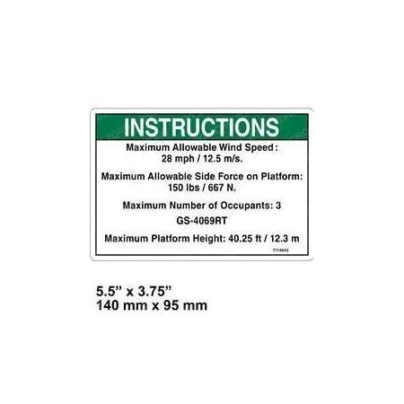 Genie REPLACEMENT DECAL, NOTICE SIDE FRC4069 ANS T114643