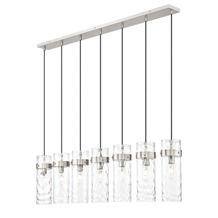 Z-Lite Fontaine 7 Light Linear Chandelier, Brushed Nickel, 56.75 In W 7002P5-7L-BN