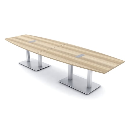 Skutchi Designs Boat Conference Table With Power Unit, 48 in W, 120 in L, Brown HAR-BOT-48x120-DOU-K525-ESIL