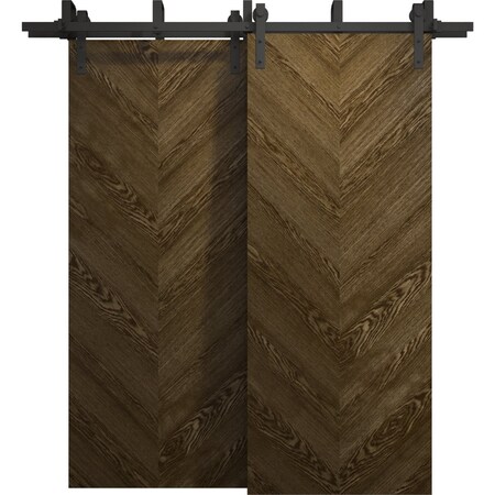 Sartodoors Sliding Closet Barn Bypass Doors 36 x 80 inches, Ego 5005 Marble Oak, Modern 6.6ft Rails Hardware EGO5005BBB-DMR-36