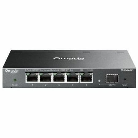 Tp-Link OMADA 5-PORT 2.5G EASY MANAGED SWITCH. PORTS: 5 2.5G RJ45, 1 10G SFP+. SPEC: FAN ES206X-M2