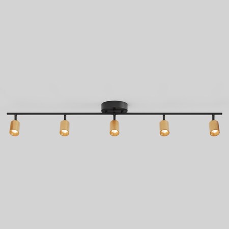Vidalite Shura Black & Brass 5-Light Track Light with Rotatable Heads, Integrated LED, 3000k, 2450 Lmn CE1008033