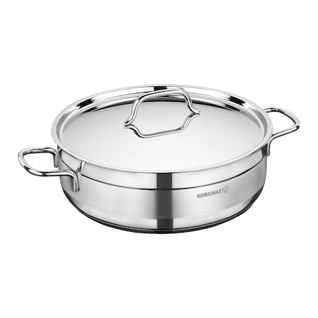 Korkmaz Alfa 2 Piece 3.5 Liter Stainless Steel Low Casserole Dish with Lid A1022