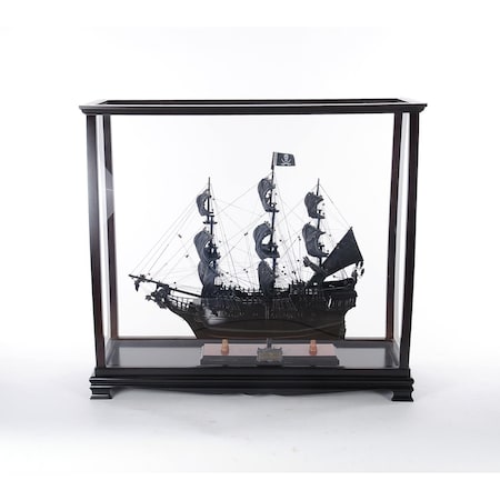 Homeroots 34in Black Glass Standard Display Stand 364365