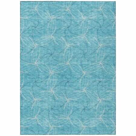 Homeroots 10' X 14' Aqua And Ivory Geometric Washable Indoor Outdoor Area Rug 614052