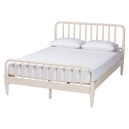 Baxton Studio Braith Farmhouse Ivory Spindle Wood King Size Platform Bed 258-14207-ZORO