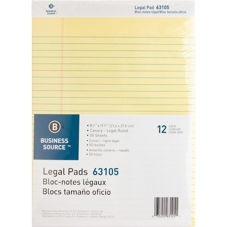 Business Source Writing Pad, Top, Canary, PK12 BSN63105