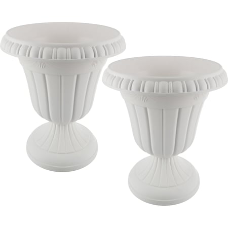 Pure Garden Outdoor Planter 2-Pack 16x18 in Urn Planters Plastic Plant Pots for Indoor or OutdoorFlower Pots 50-LG1429
