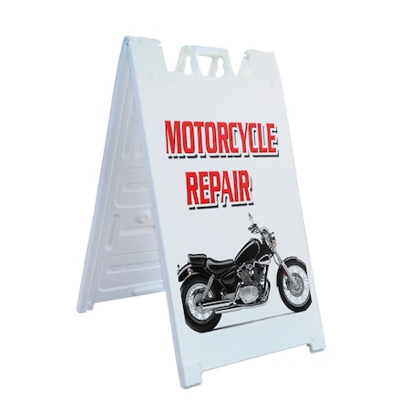 Signmission Motorcycle Repair, A-Frame & 2 Decals Installed, Heavy-Duty Plastic Frame SBHD-D-2436-Motorcycle Repair