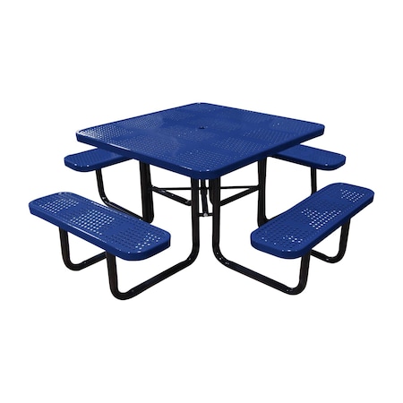 Leisure Craft 46" Square Picnic Table, Perforated Metal, Portable, Navy T46SQP-PERF-NAVY
