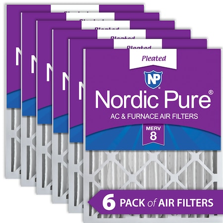 Nordic Pure 12x24x4 Pleated Air Filter, High Capacity, Electrostatically Charged Synthetic Media, MERV 8, 6 PK 12x24x4M8-6