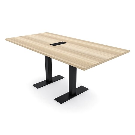 Skutchi Designs 6 Person Conference Table With Power Unit | 6' Rectangular Table | Harmony Series HAR-REC-36x72-T.BK-K525-EBLK