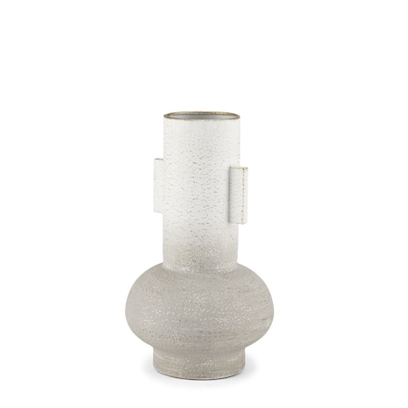 Homeroots 13" Off White And Gold Metal Table Vase 608331