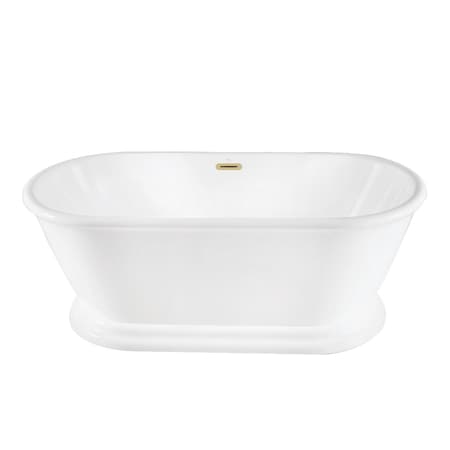 Kingston Brass 66-Inch Acrylic Oval Double Ended Pedestal Tub with Drain, No Faucet Drillings VTDE663124C422
