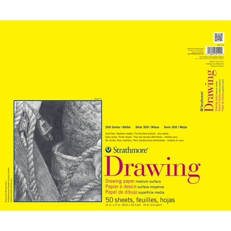 Strathmore 300 Series Drawing Pad, Glue Binding, 50 Sheet, 14x17 inch P340-114-1