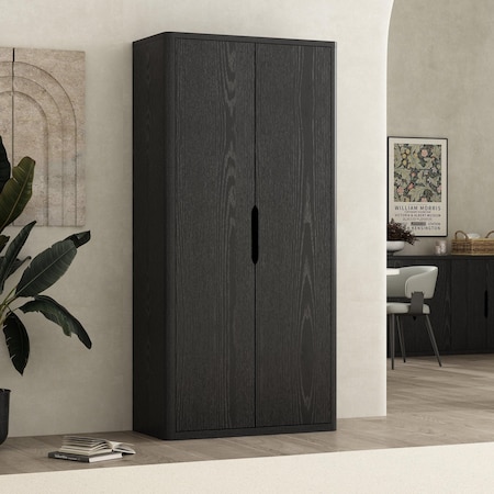 Manhattan Comfort Rivington 38in Bookcase Cabinet in Black BC004-BK