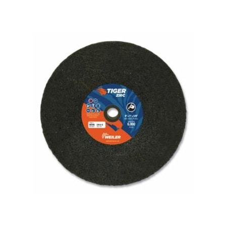 Weiler Tiger Snagging Wheel, 8 in dia x 1 in Thick x 5/8 in Arbor, 16 Grit, Zirconia Alumina, Type 1, 5, 5PK 804-68346