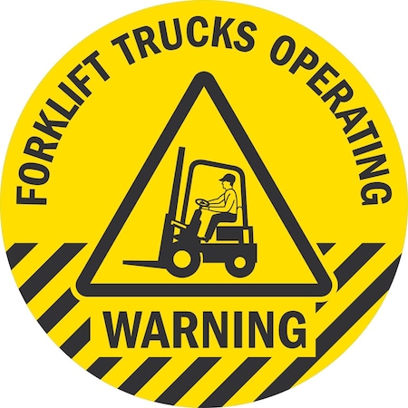 Lyle Warning Forklift Trucks Operating, 9x9, Non-Reflective, Yellow G-17562-FD_9x9
