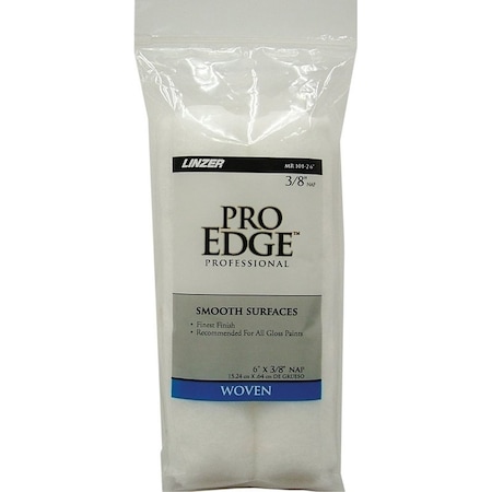 Linzer Paint Roller Cover, 3/8 in Thick Nap, 6 in L, Woven Fabric Cover, White MR 101-2 6IN