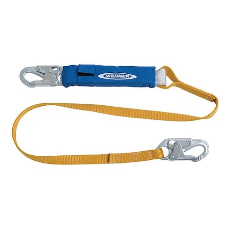 Werner Energy Absorbing Lanyard, 6 ft. Length, Snap Hook, Steel, 1 Leg(s), 310 lb Weight Capacity C311100