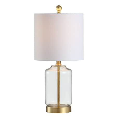 Jonathan Y Duncan 19.5" Glass/Metal LED Table Lamp, Brass/Clear JYL1033A