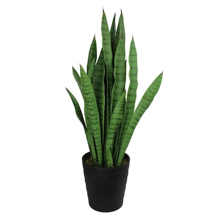 Lovelyhome 35 in. Two Tone Artificial Indoor Potted Snake Plant, Green LO1774203