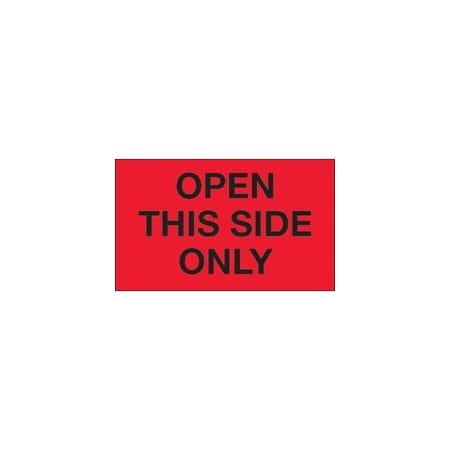 Bubblefast 3 x 5'' - ''Open This Side Only'' Fluorescent Red Labels BFDL1216
