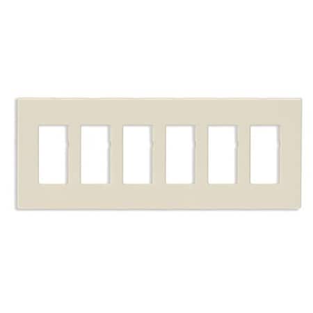Leviton Decora Wallplate, Screwless, Standard Size, Gang 6, Light Almond 80326-ST