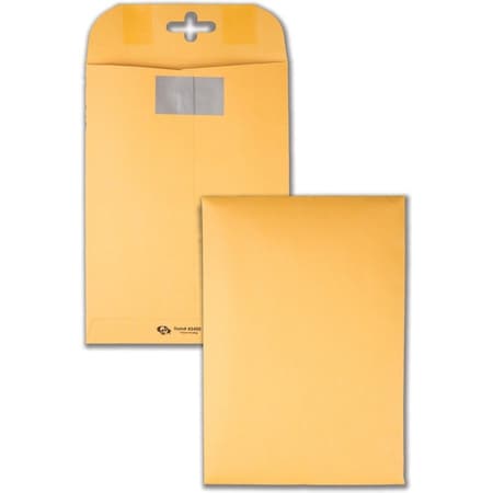 Quality Park 43468 Postage Saving Clear-Clasp Kraft Envelopes- 6 x 9- Light Brown- 100/Box 43468