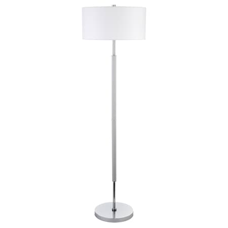 Homeroots 61" Nickel Two Light Floor Lamp With White Frosted Glass Drum Shade 523575