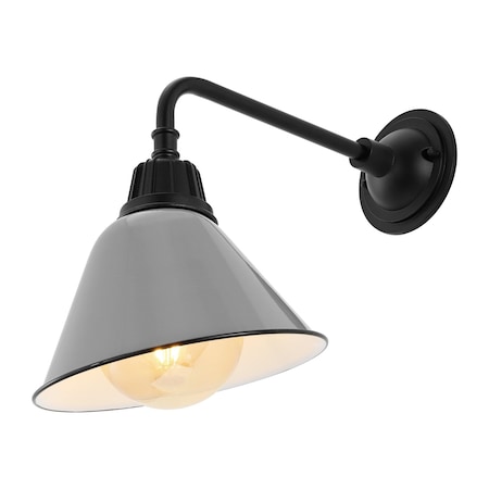 Jonathan Y Croydon 9.63" 1-Light Farmhouse Industrial Indoor/Outdoor Iron LED Gooseneck Arm Outdoor Sconce, Gray JYL7612D