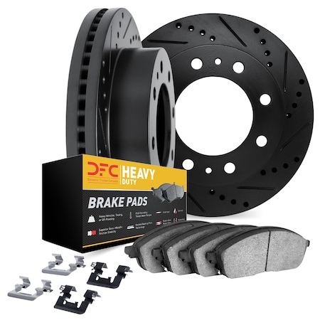 Dynamic Friction Co DFC Brake Rotor - Drilled & Slotted - Black- Heavy Duty Brake Pad includes Hardware 8212-99087