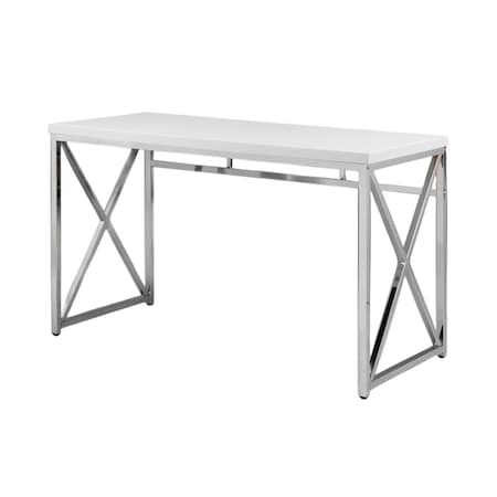 Homeroots 47" White and Silver Wood and Metal Computer Desk 554207