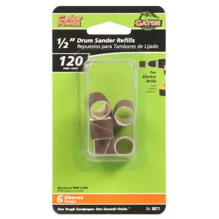 Gator Finishing 0.5 x 0.5 in. Drum Sander Refills, 120 Grit, 6PK 6071GA
