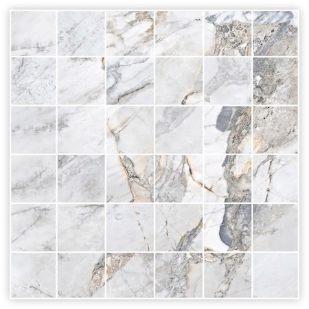 Apollo Tile 12 x 12 in. Polished Pale Gray Porcelain Mosaic Square Wall and Floor Tile 10.65 sq ft/case, 11PK IMP88MTZMOSA