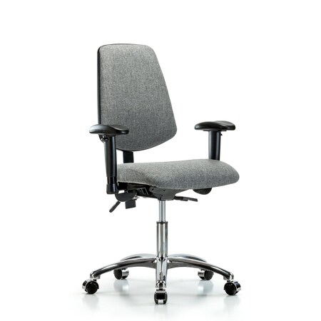 Blue Ridge Ergonomics Desk Chair Fab Desk Chair, Med, Bk, Cast, Gry, Adjustable Arms, 19" to 24" Height, Fabric, Grey BR-FDHCH-MB-CR-T1-A1-CC-F44