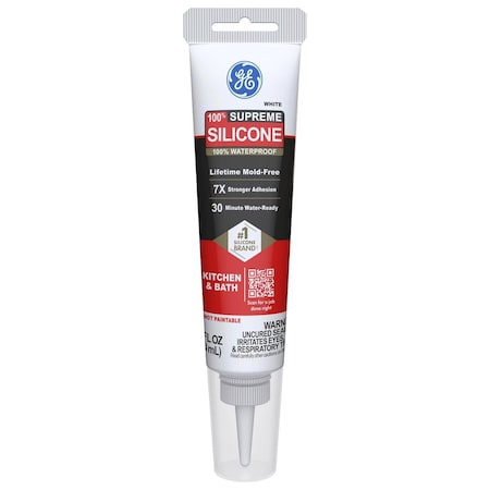 Ge GE Supreme White Supreme Silicone Kitchen and Bath Caulk Sealant 2.8 oz 2974791