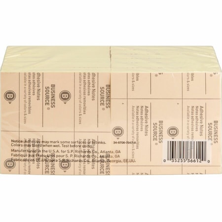 Business Source Yellow Repostionable Adhesive Notes, Yellow, 24PK BSN36616