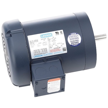 Leeson Three-Phase General Purpose Motor, 3/4 HP, 56C Frame, 208-230/460V AC Voltage, 1,140 Nameplate RPM 056T11F15542