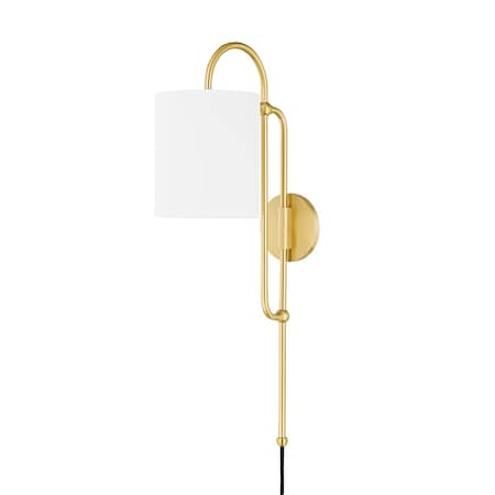 Mitzi Caroline 1 Light Plug-In Sconce 7.5 In. Aged Brass HL641201-AGB