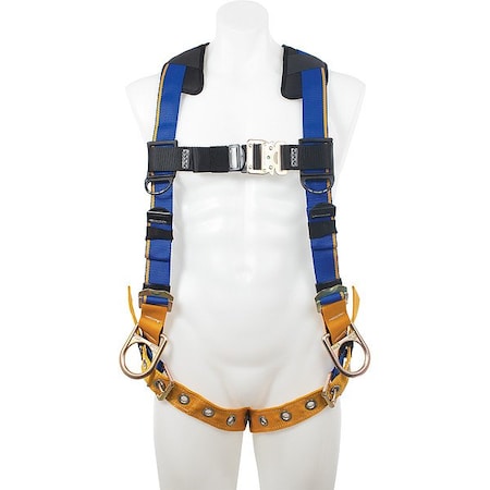 Werner Blue Armor Full Body Harness, XL, 425 lb, Quick-Connect Chest/ Tongue Leg Straps, Back, Hips D-Ring H132004