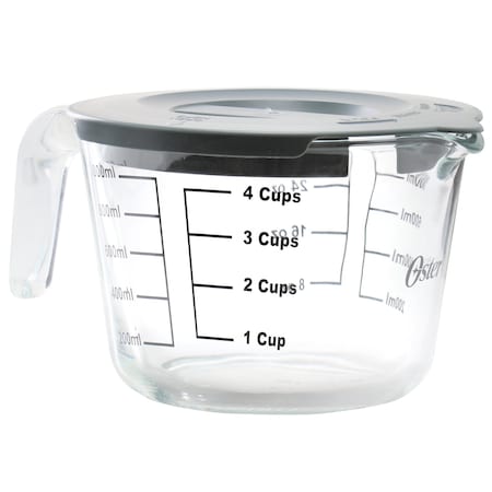 Oster Coolidge 4 Cup Clear Glass Measuring Cup with Snap on Lid 141107.02