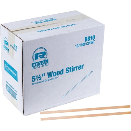 Amercareroyal Paper Products Wood Coffee Stir Sticks, Beige, 10000PK RPPR810CT