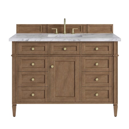 James Martin Vanities Brittany 48" Single Vanity, Pecan w/ 3 CM Carrara Marble Top 655-V48-PCN-3CAR