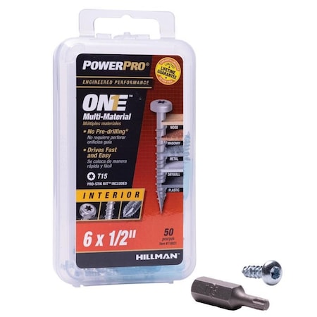 Hillman Multi-Material Screws, Zinc-Plated Polypropylene 50 PK 116931