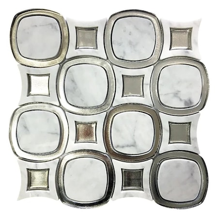 Apollo Tile 11x11 Glossy, Bianco Carrara, Glass Marble Mosaic Wall and Floor Tile 4.51 sq ft/case, 5PK APLSHP885A