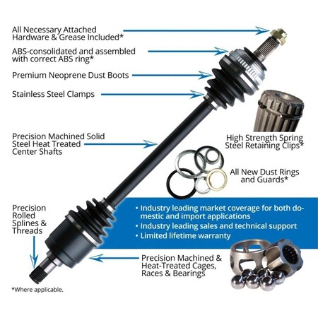 Trakmotive TO8250 Front Driver Side CV Axle Shaft for 2008-2017 Toyota Sequoia TRK-TO8250